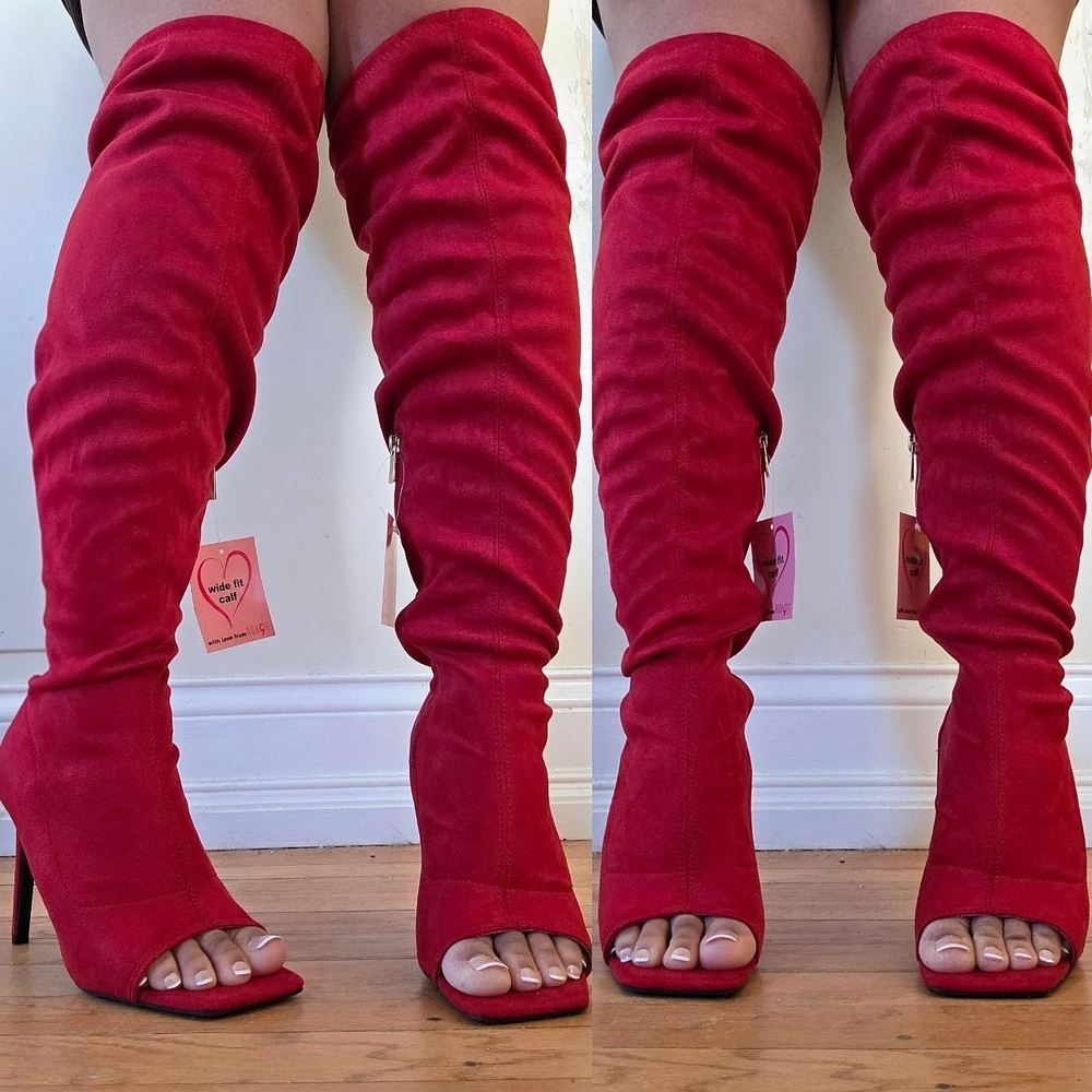 Rouge! Red Over-the-Knee Boots